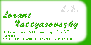 lorant mattyasovszky business card